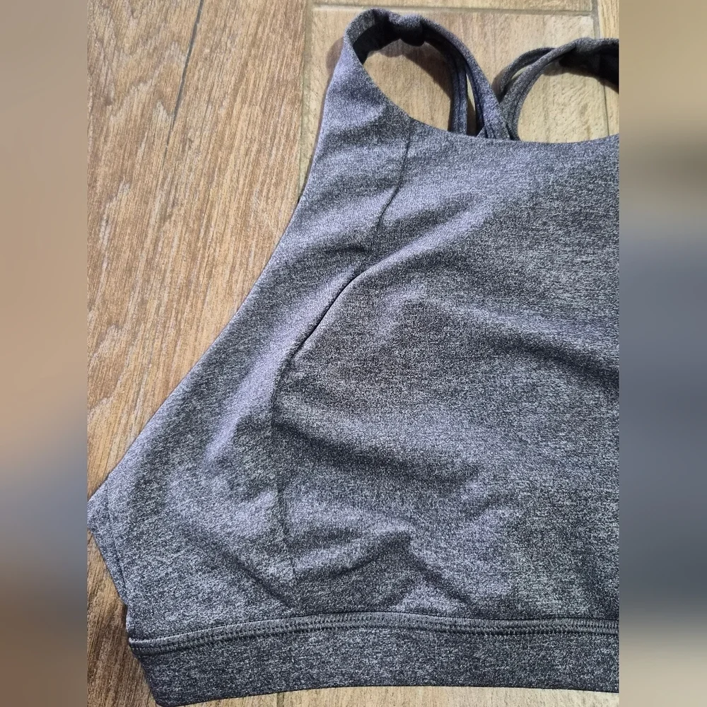 Lululemon Free To Be Serene High Neck Heathered Black Sport Bra Size 6